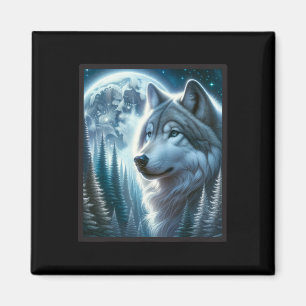 Imán Wolf Icy Moon Galaxy Hundiendo A Los Lobos Gris De