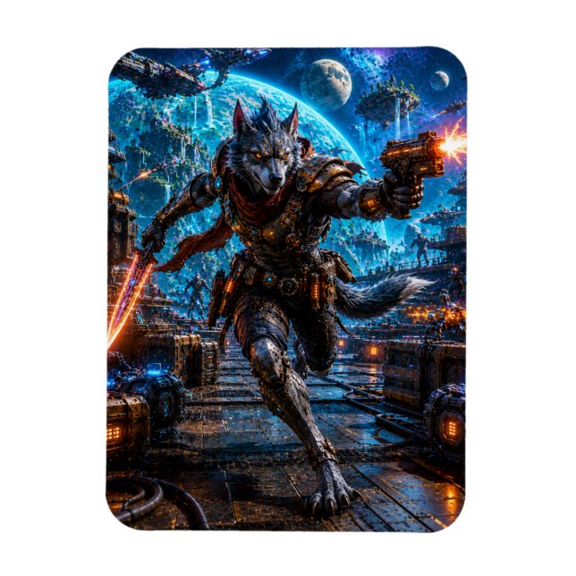 Imán Wolf-Like Alien Pirate — Running Assault (Vertical)