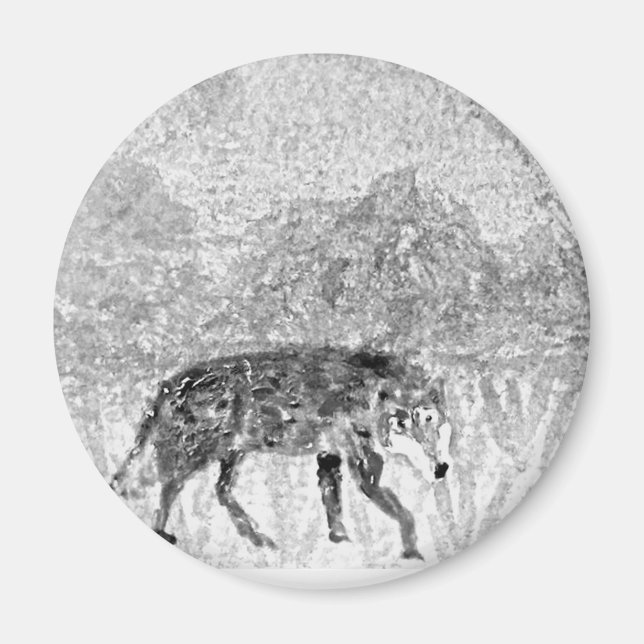 Imán Wolf Sketch Wild Animal (Frente)