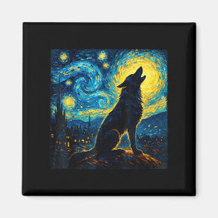 Imán Wolf Starry Night Howon Moon Funny Para Los Hombre