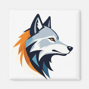 Imán Wolf Vector Arte Animal Moderno Ciudad Urbana Gráf