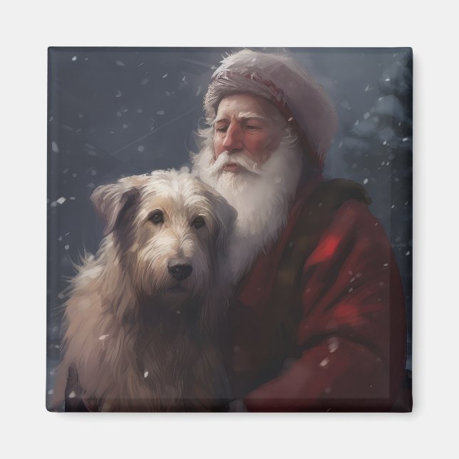 Imán Wolfhound Con Navidades festivos de Santa Claus (Frente)