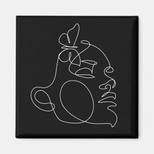 Imán Woman Face Line Art