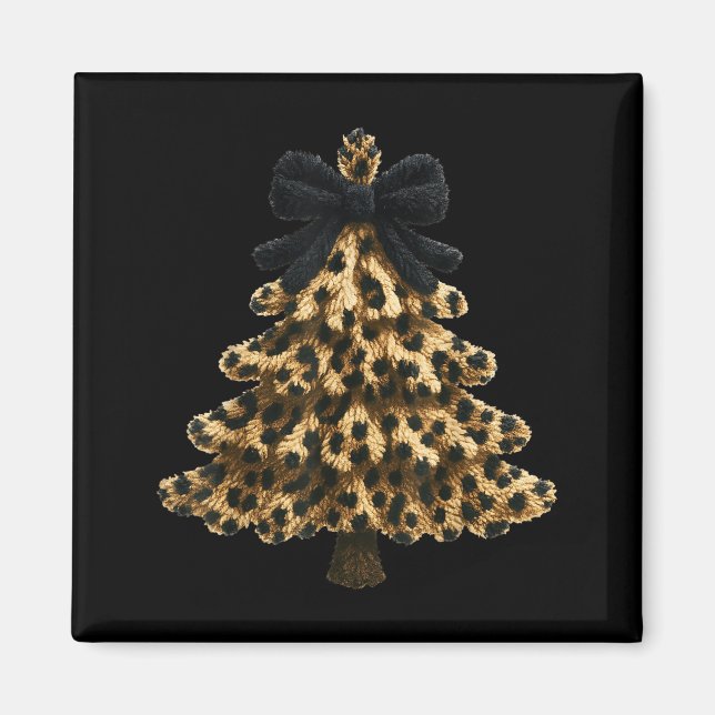 Imán Women Coquette Bow Leopard Christmas Tree Xmas Hol (Frente)