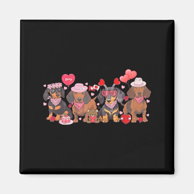 Imán Women Dachshund Valentine’s Day Sausage Dog Bandan (Frente)