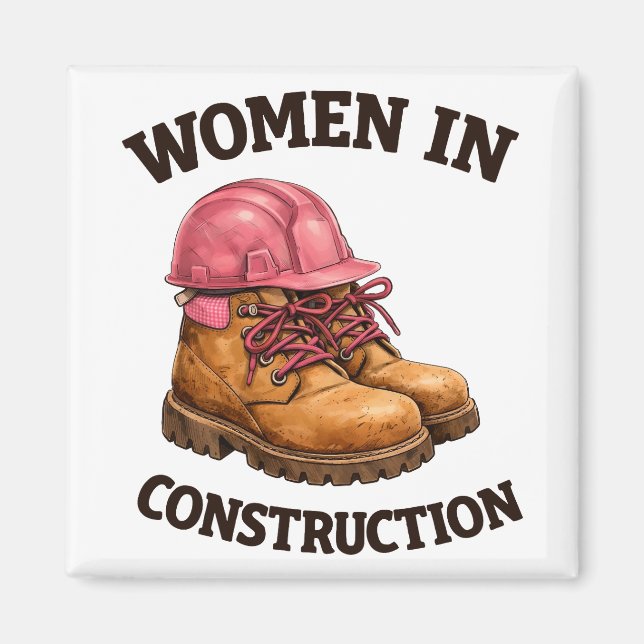 Imán Women in Construction Work Boots and Hard Hat (Frente)