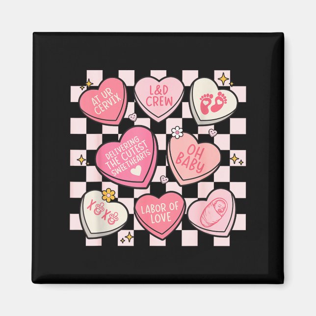 Imán Women Labor And Delivery Nurse Hearts Candy Valent (Frente)