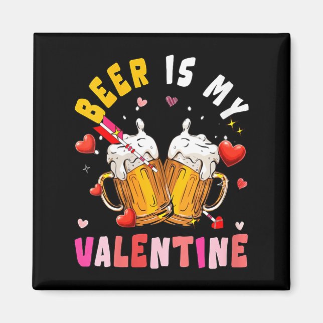 Imán Women's Beer Is My Valentine Hearts Matching Drink (Frente)