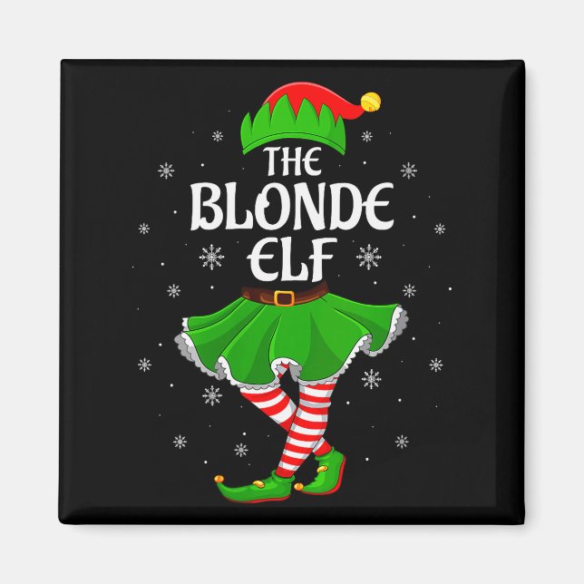 Imán Womens Blonde Elf Christmas Family Girls Women Elf (Frente)