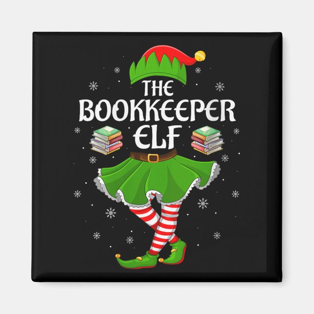 Imán Womens Bookkeeper Elf Christmas Family Girls Women (Frente)