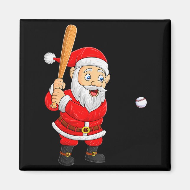 Imán Womens Christmas Santa Playing Baseball Xmas Funny (Frente)