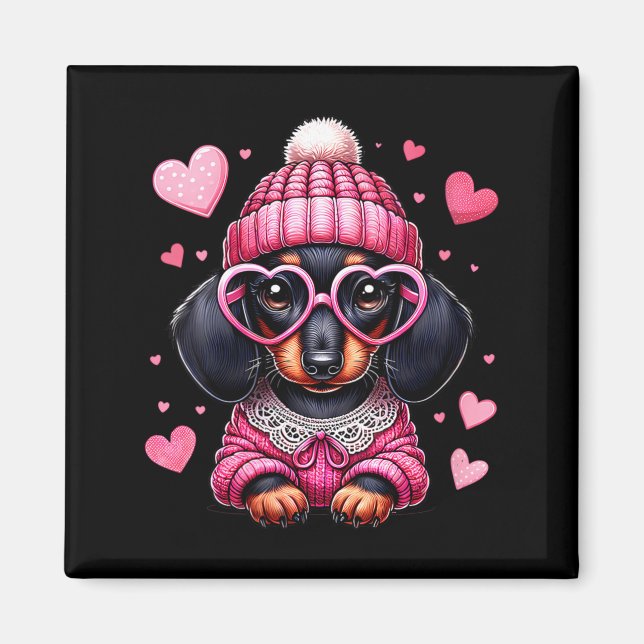 Imán Women's Cute Dachshund Valentines Heart Dog Lover  (Frente)