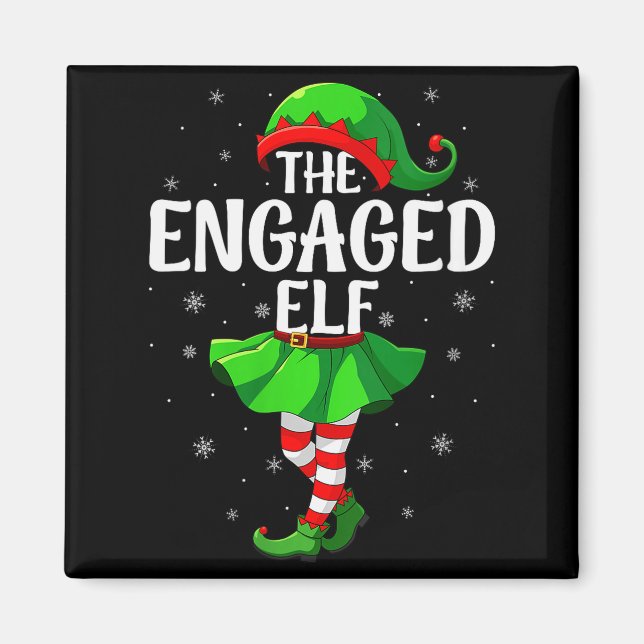 Imán Womens Engaged Elf Christmas Girls Women Elf Squad (Frente)