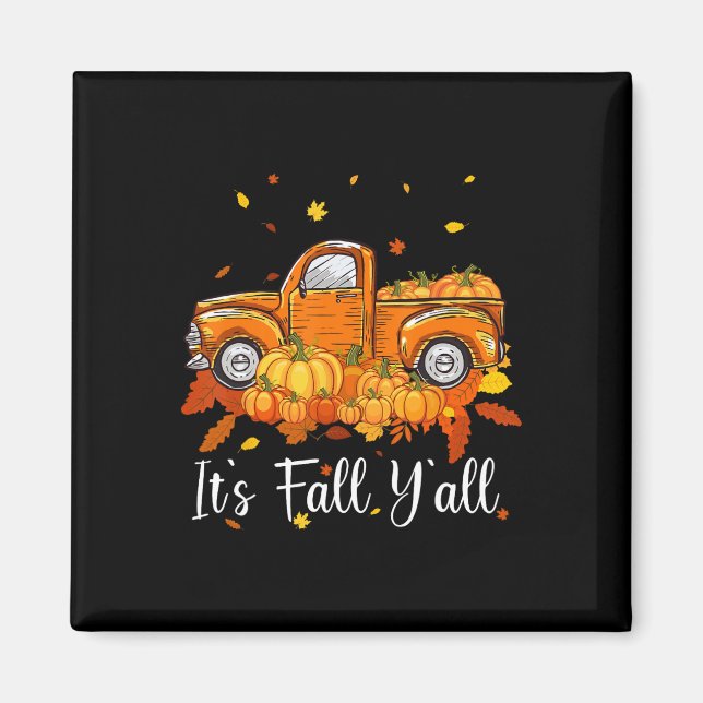 Imán Women's Fall Y'all Pumpkin Truck Autumn Tree He (Frente)