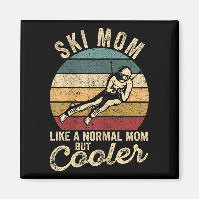 Imán Womens Funny Skiing Mum Skier Mothers Day Winter S (Frente)