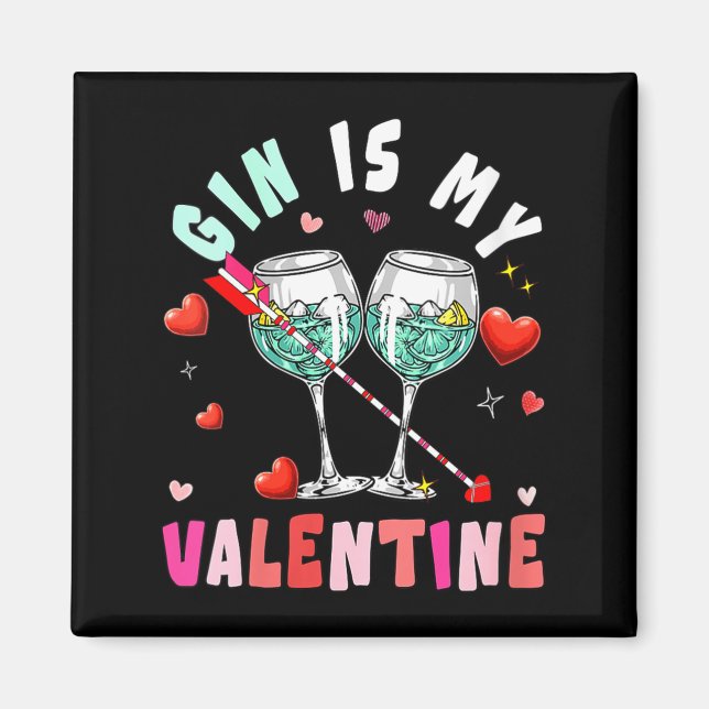 Imán Women's Gin Is My Valentine Hearts Matching Drinke (Frente)