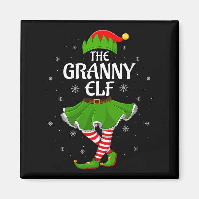 Imán Womens Granny Elf Christmas Family Girls Women Elf (Frente)
