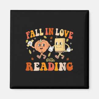 Imán Womens Groovy Fall In Love With Reading Thanksgivi