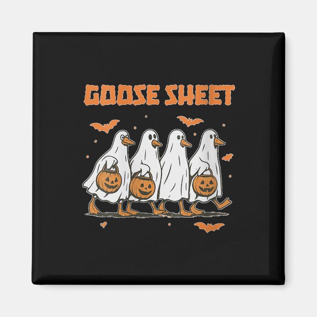 Imán Womens Halloween Fall Goose Sheet Ghost Floral Aut (Frente)