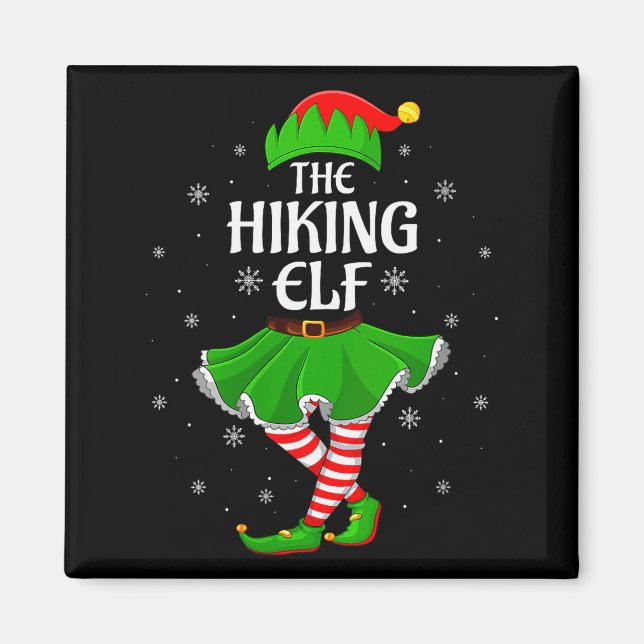 Imán Womens Hiking Elf Christmas Family Girls Women Elf (Frente)