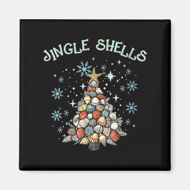 Imán Womens Jingle Shells Christmas Tree Snowflakes Cel (Frente)
