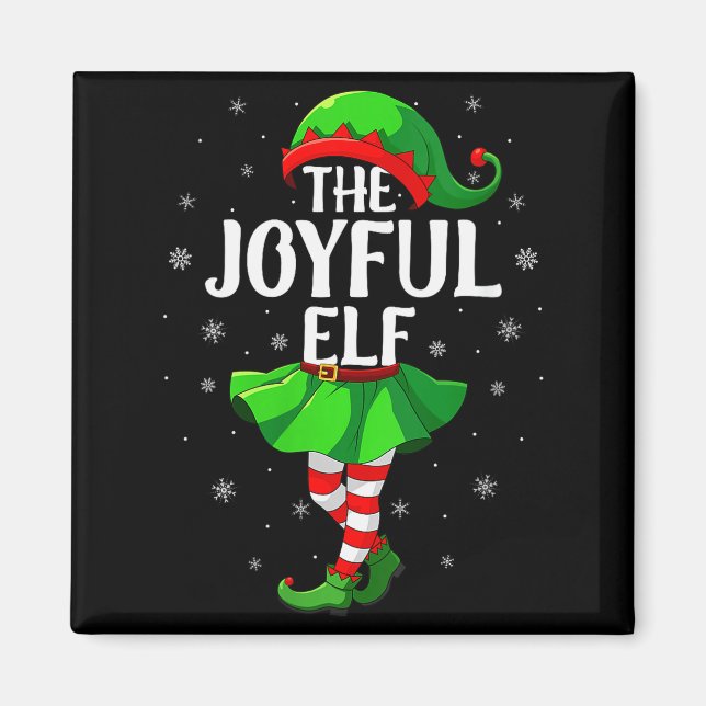 Imán Womens Joyful Elf Christmas Girls Women Elf Squad  (Frente)