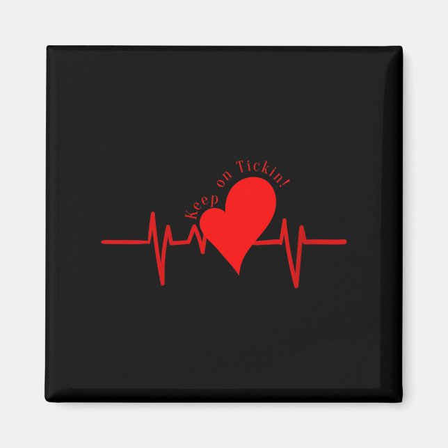 Imán Womens Keep On Tickin! Ekg Heartbeat Cow Valve Hea (Frente)