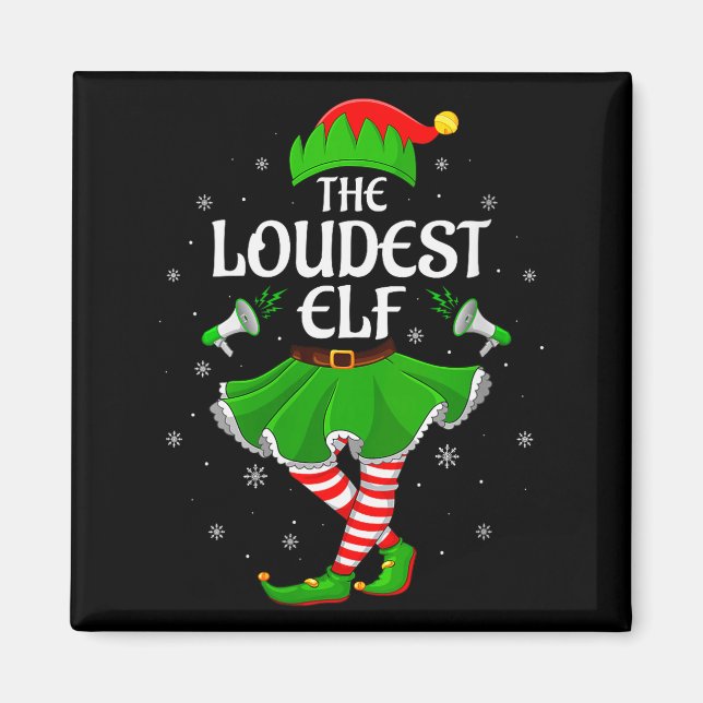 Imán Womens Loudest Elf Christmas Family Girls Women El (Frente)