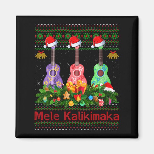 Imán Womens Mele Kalikimaka Ukulele Guitar Ugly Xmas Sw (Frente)