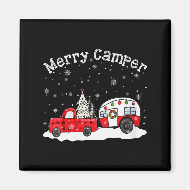 Imán Womens Merry Camper Christmas Santa Claus Camng Re (Frente)