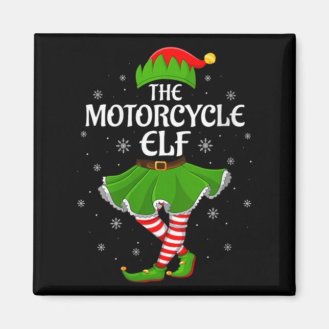 Imán Womens Motorcycle Elf Christmas Family Girls Women (Frente)
