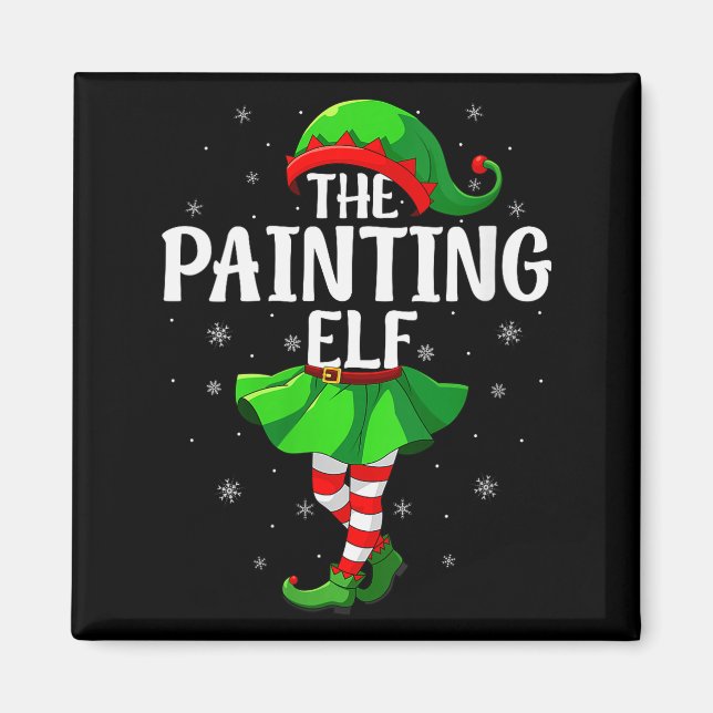 Imán Womens Painting Elf Christmas Girls Women Elf Squa (Frente)