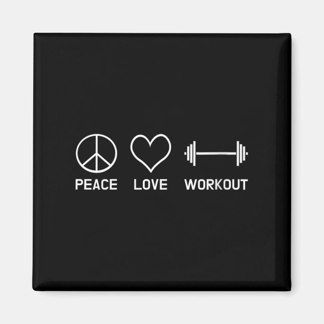 Imán Womens Peace Love Workout Motivational Fitness Say (Frente)