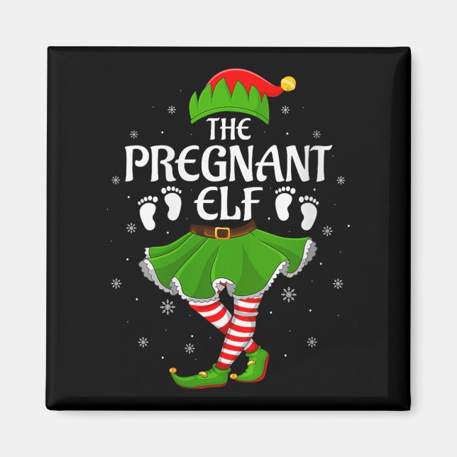Imán Womens Pregnant Elf Christmas Family Girls Women E (Frente)