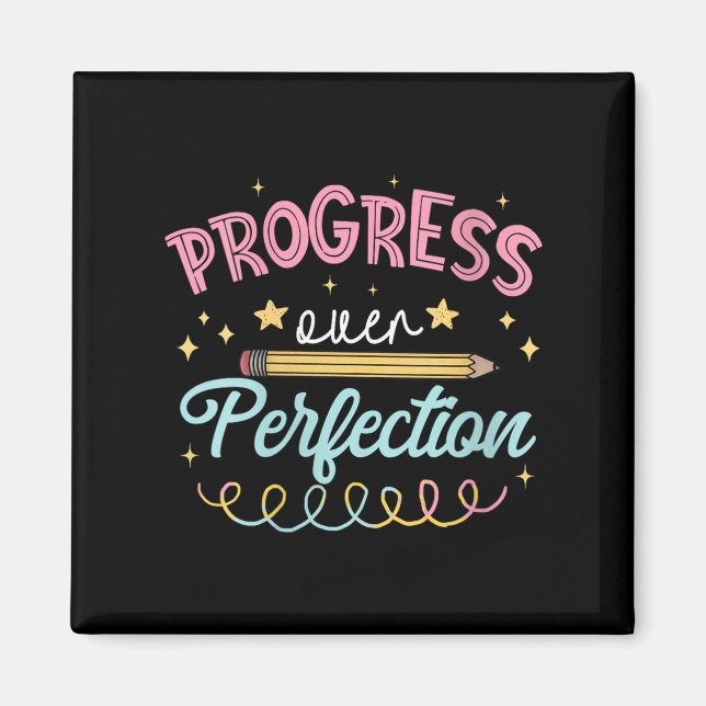 Imán Womens Progress Over Perfection Motivational Teach (Frente)