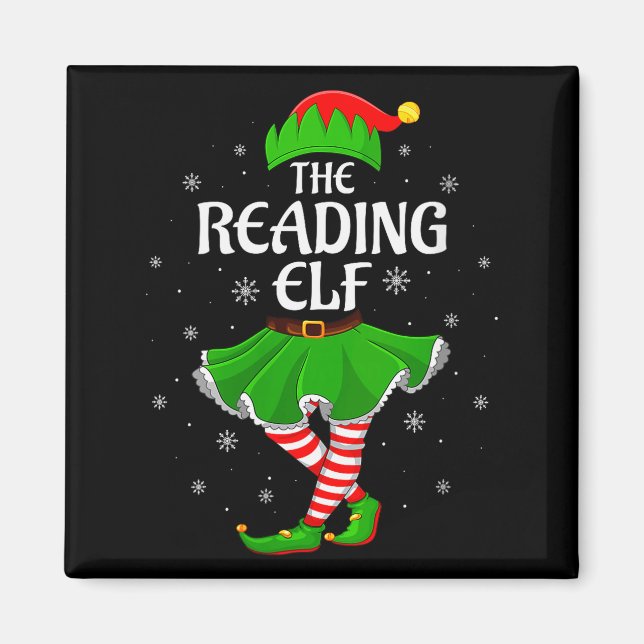 Imán Womens Reading Elf Christmas Family Girls Women El (Frente)