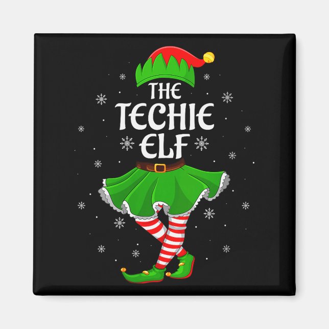 Imán Womens Techie Elf Christmas Family Girls Women Elf (Frente)