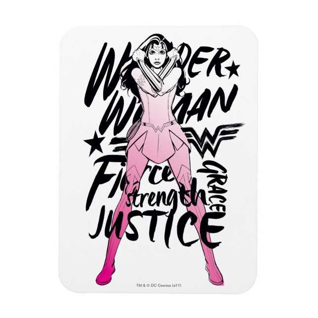 Imán Wonder Woman Brush Typography Art (Vertical)