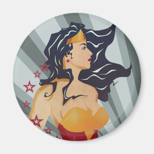 Imán Wonder Woman Retro Profile Sunburst