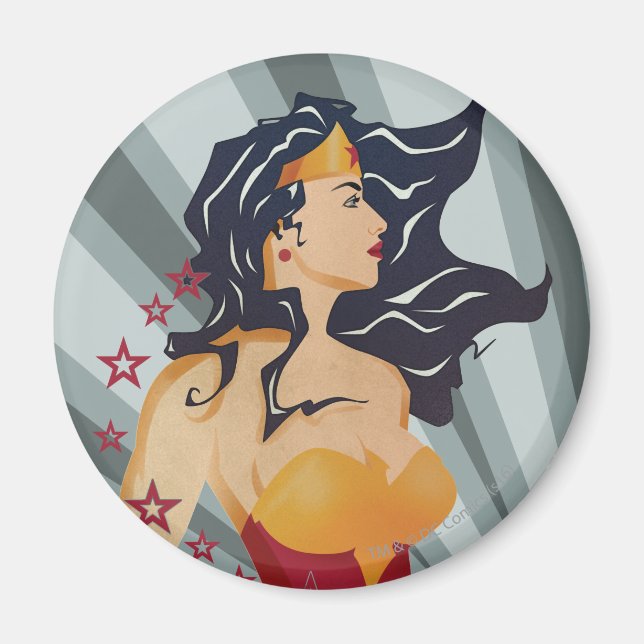 Imán Wonder Woman Retro Profile Sunburst (Frente)