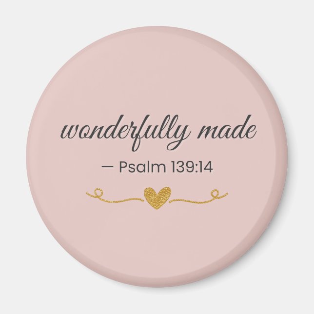Imán Wonderfully Made – Psalm 139:14 Pink Magnet (Frente)