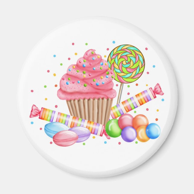 Imán Wonderland Cupcake Candy Lollipop Sweet Tarts (Frente)