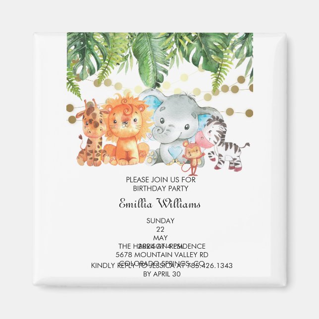 Imán Woodland Animals Adventure Baby Shower (Frente)
