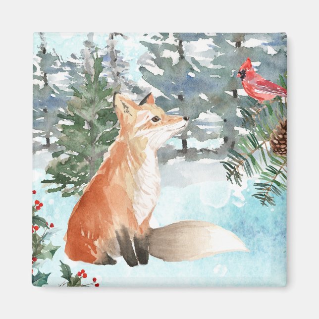 Imán Woodland Fox Holiday (Frente)