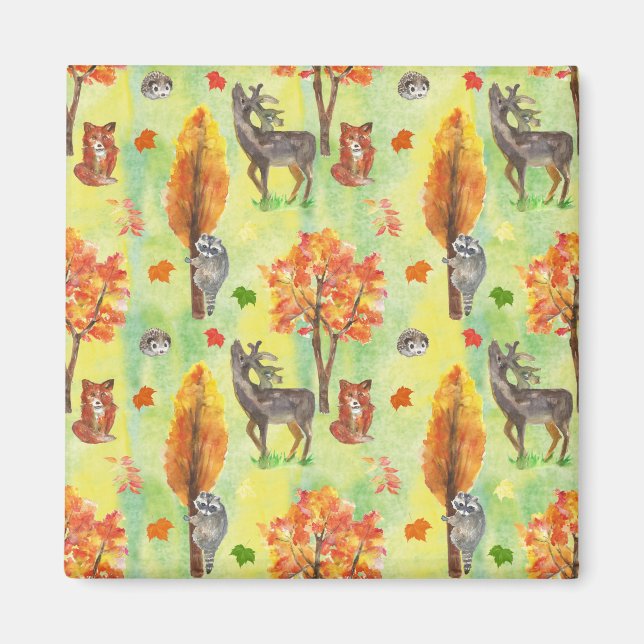 Imán Woodland Watercolor animals (Frente)