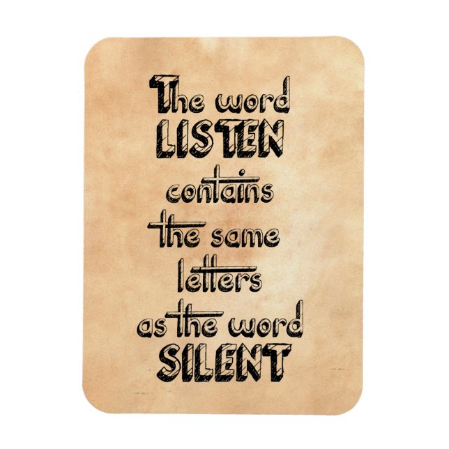 Imán Word LISTEN contiene las mismas letras que SILENT (Vertical)