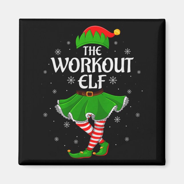 Imán Workout Elf Christmas Family Girls Women Elf Squad (Frente)