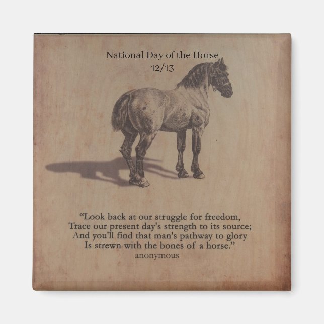 Imán World2Celebrate: Día Nacional del caballo (Frente)
