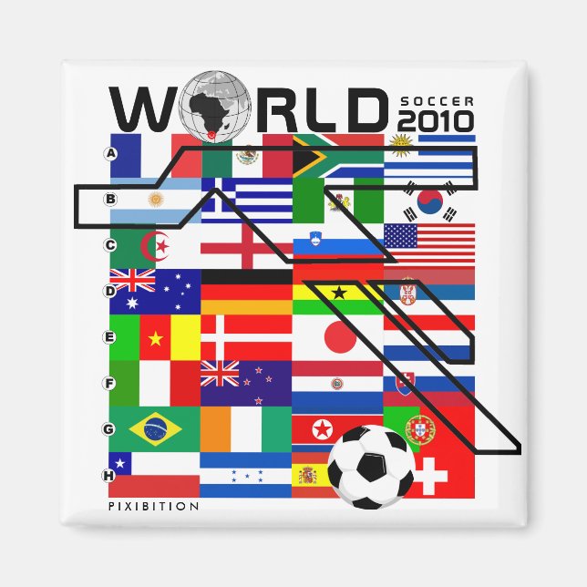 Imán World Cup 2010 All Team Flags Square Magnet (Frente)