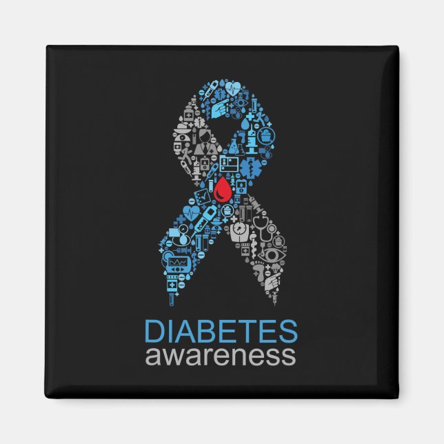 Imán World Diabetes Day Diabetes Awareness Ribbon  (Frente)